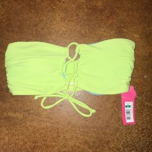 Neon strapless bikini top